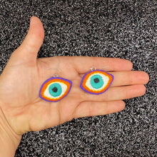 Load image into Gallery viewer, Large Embroidered Eye Earrings
