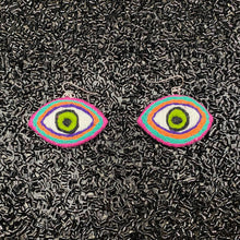 Load image into Gallery viewer, Large Embroidered Eye Earrings