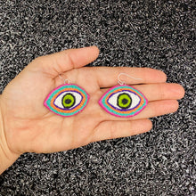 Load image into Gallery viewer, Large Embroidered Eye Earrings