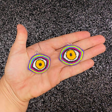 Load image into Gallery viewer, Large Embroidered Eye Earrings