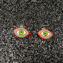 Load image into Gallery viewer, Small Embroidered Eye Earrings