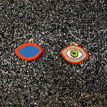 Load image into Gallery viewer, Small Embroidered Eye Earrings