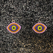 Load image into Gallery viewer, Small Embroidered Eye Earrings