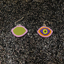 Load image into Gallery viewer, Small Embroidered Eye Earrings