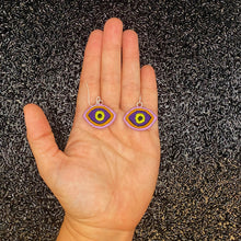 Load image into Gallery viewer, Small Embroidered Eye Earrings