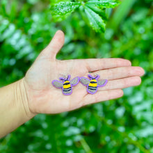 Load image into Gallery viewer, Embroidered Bee Earrings