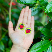 Load image into Gallery viewer, Embroidered Ladybug Earrings