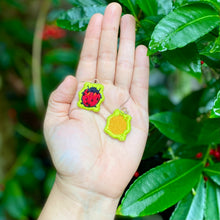 Load image into Gallery viewer, Embroidered Ladybug Earrings