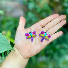 Load image into Gallery viewer, Embroidered Dragonfly Earrings