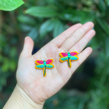 Load image into Gallery viewer, Embroidered Dragonfly Earrings