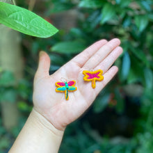 Load image into Gallery viewer, Embroidered Dragonfly Earrings