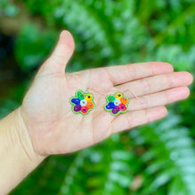 Load image into Gallery viewer, Beaded Pride Flower Power Earrings