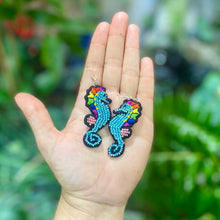 Load image into Gallery viewer, Beaded Pride Rainbow Seahorse One-of-a-kind Earrings