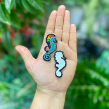 Load image into Gallery viewer, Beaded Pride Rainbow Seahorse One-of-a-kind Earrings