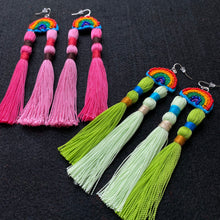 Load image into Gallery viewer, Rainbow + Solola Tassel Earrings