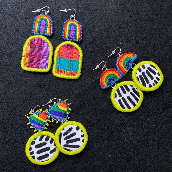 Rainbow + Textile Earrings