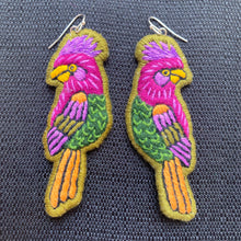 Load image into Gallery viewer, Lightweight Embroidered Bird earrings