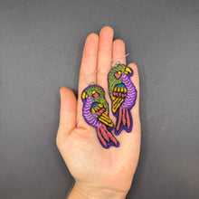 Load image into Gallery viewer, Lightweight Embroidered Bird earrings