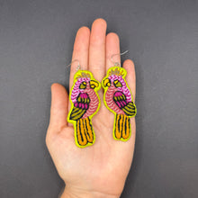 Load image into Gallery viewer, Lightweight Embroidered Bird earrings