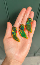 Load image into Gallery viewer, Embroidered Quetzal Bird earrings