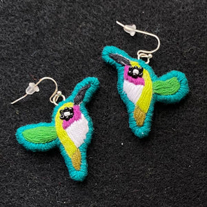 Embroidered Hummingbird Earrings