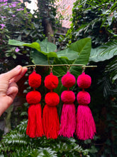 Load image into Gallery viewer, Bright Red pompom earrings