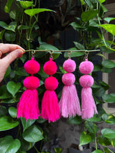 Load image into Gallery viewer, Bright Pink pompom earrings