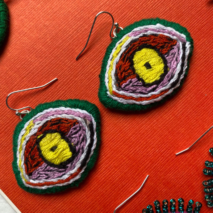 Embroidered Eye earrings
