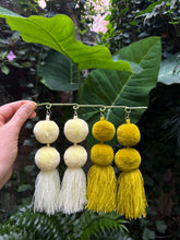 Load image into Gallery viewer, Light Yellow pompom earrings