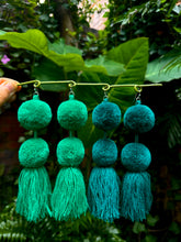 Load image into Gallery viewer, Dark Teal pompom earrings