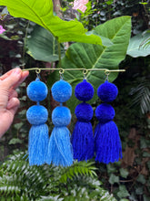 Load image into Gallery viewer, Azure Blue pompom earrings