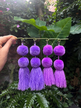 Load image into Gallery viewer, Orchid Purple pompom earrings