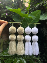 Load image into Gallery viewer, Beige pompom earrings