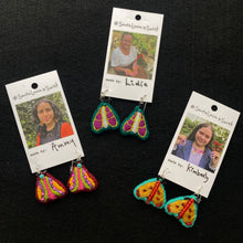 Load image into Gallery viewer, Embroidered Moth Earrings