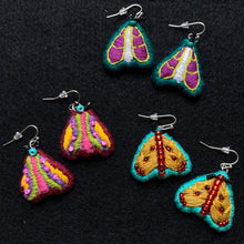 Load image into Gallery viewer, Embroidered Moth Earrings