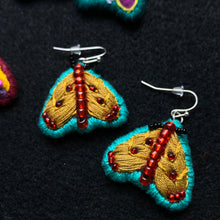 Load image into Gallery viewer, Embroidered Moth Earrings