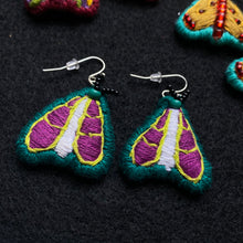 Load image into Gallery viewer, Embroidered Moth Earrings