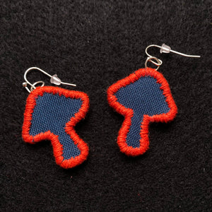 Embroidered Mushroom Earrings