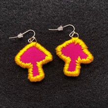 Load image into Gallery viewer, Embroidered Mushroom Earrings