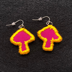 Embroidered Mushroom Earrings