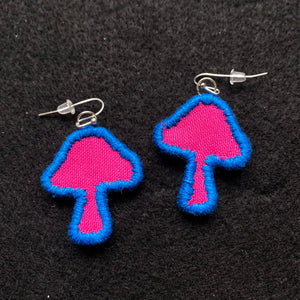 Embroidered Mushroom Earrings