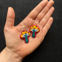 Load image into Gallery viewer, Embroidered Mushroom Earrings