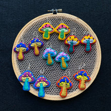 Load image into Gallery viewer, Embroidered Mushroom Earrings