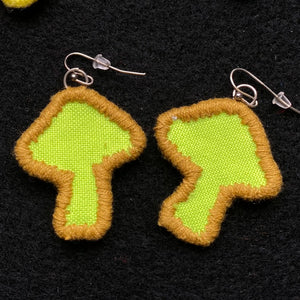 Embroidered Mushroom Earrings