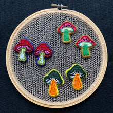 Load image into Gallery viewer, Embroidered Mushroom Earrings