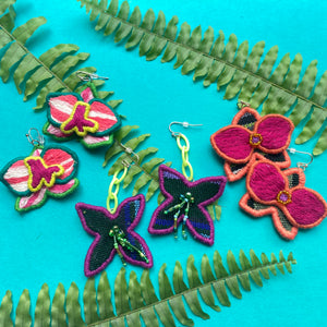 Purple + Peach Orchid Earrings