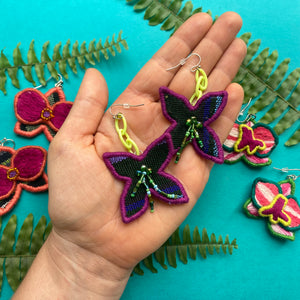 Flower + Chain Earrings