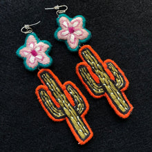 Load image into Gallery viewer, Flower + Cactus Earrings