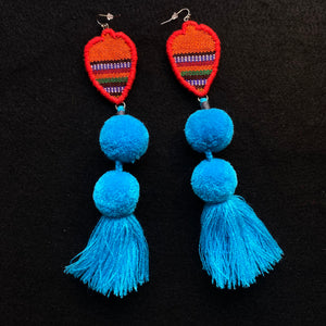 Leaf Pompom Earrings