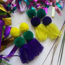 Load image into Gallery viewer, Mardi Gras POMPOM earrings